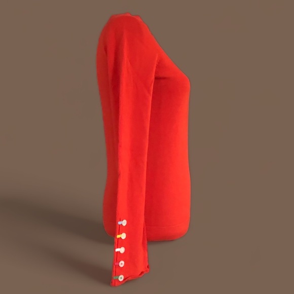 Boden Cute Button Cuff Crew Neck Sweater - Picture 2 of 3